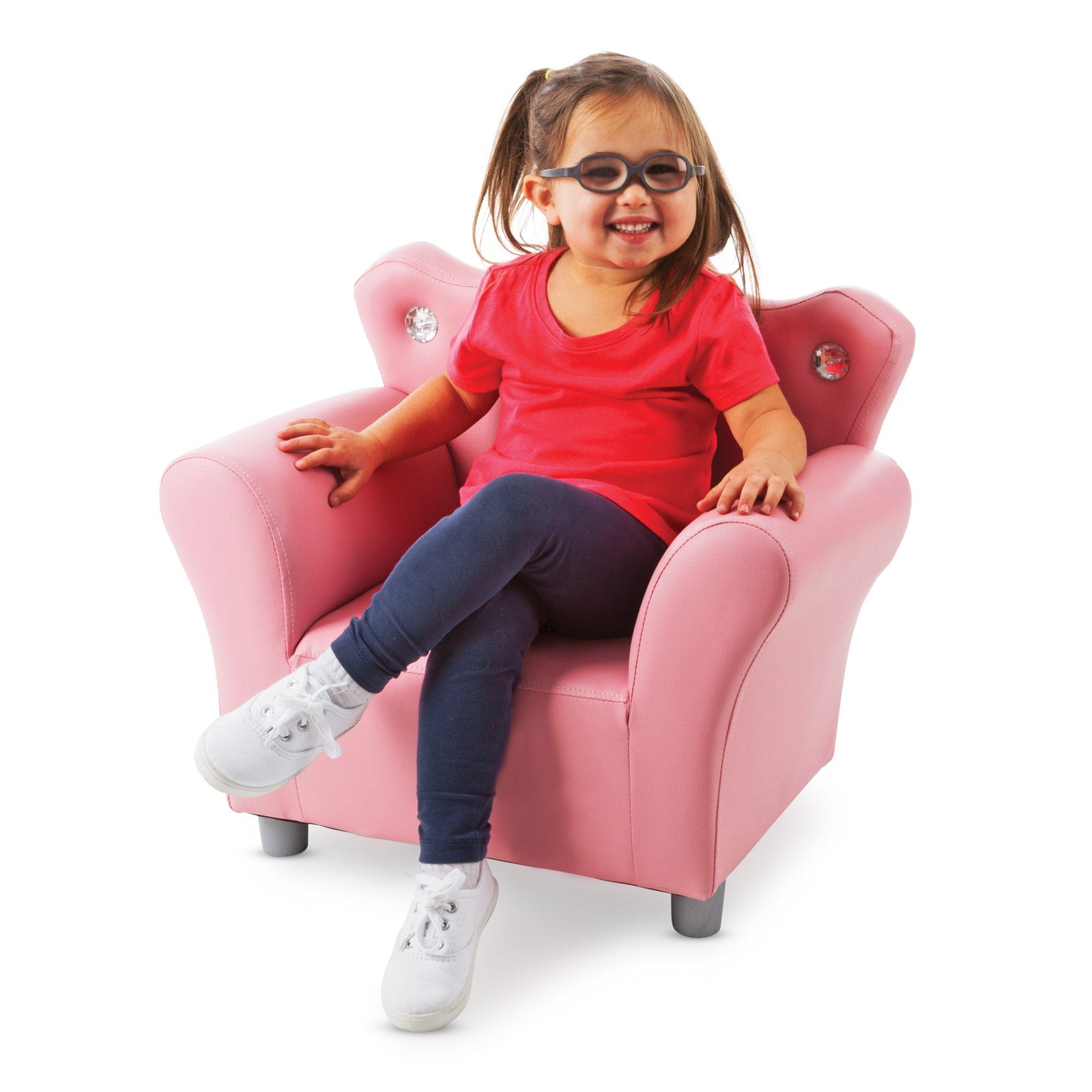 Child’s Crown Armchair – Pink Faux Leather N5
