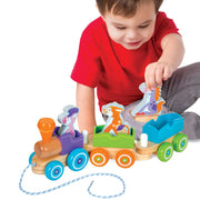 First Play Wooden Rocking Farm Animals Pull Train C9