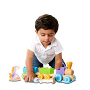 First Play Wooden Rocking Farm Animals Pull Train I0