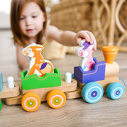 First Play Wooden Rocking Farm Animals Pull Train I0