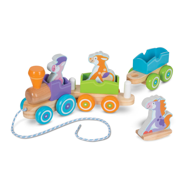 First Play Wooden Rocking Farm Animals Pull Train Z4