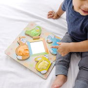 First Play Wooden Touch and Feel Puzzle Peek-a-Boo Pets With Mirror G5