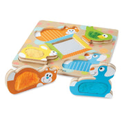 First Play Wooden Touch and Feel Puzzle Peek-a-Boo Pets With Mirror G5