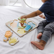First Play Wooden Touch and Feel Puzzle Peek-a-Boo Pets With Mirror G5