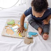 First Play Wooden Touch and Feel Puzzle Peek-a-Boo Pets With Mirror G5