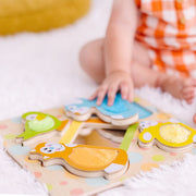 First Play Wooden Touch and Feel Puzzle Peek-a-Boo Pets With Mirror G5