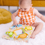 First Play Wooden Touch and Feel Puzzle Peek-a-Boo Pets With Mirror G5