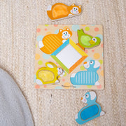 First Play Wooden Touch and Feel Puzzle Peek-a-Boo Pets With Mirror G5