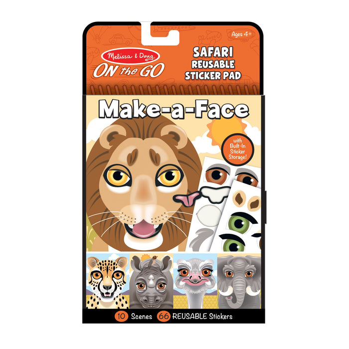 Make-a-Face – Safari Reusable Sticker Pad – On the Go Travel Activity I5