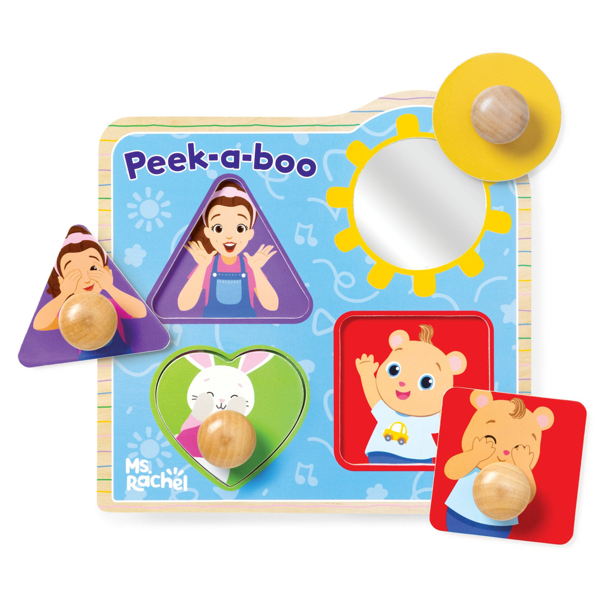 Ms. Rachel™ Wooden Peek-a-Boo Jumbo Peg Puzzle – 4 Pieces A2