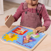 Ms. Rachel™ Wooden Peek-a-Boo Jumbo Peg Puzzle – 4 Pieces K7