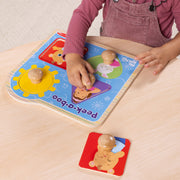 Ms. Rachel™ Wooden Peek-a-Boo Jumbo Peg Puzzle – 4 Pieces K7