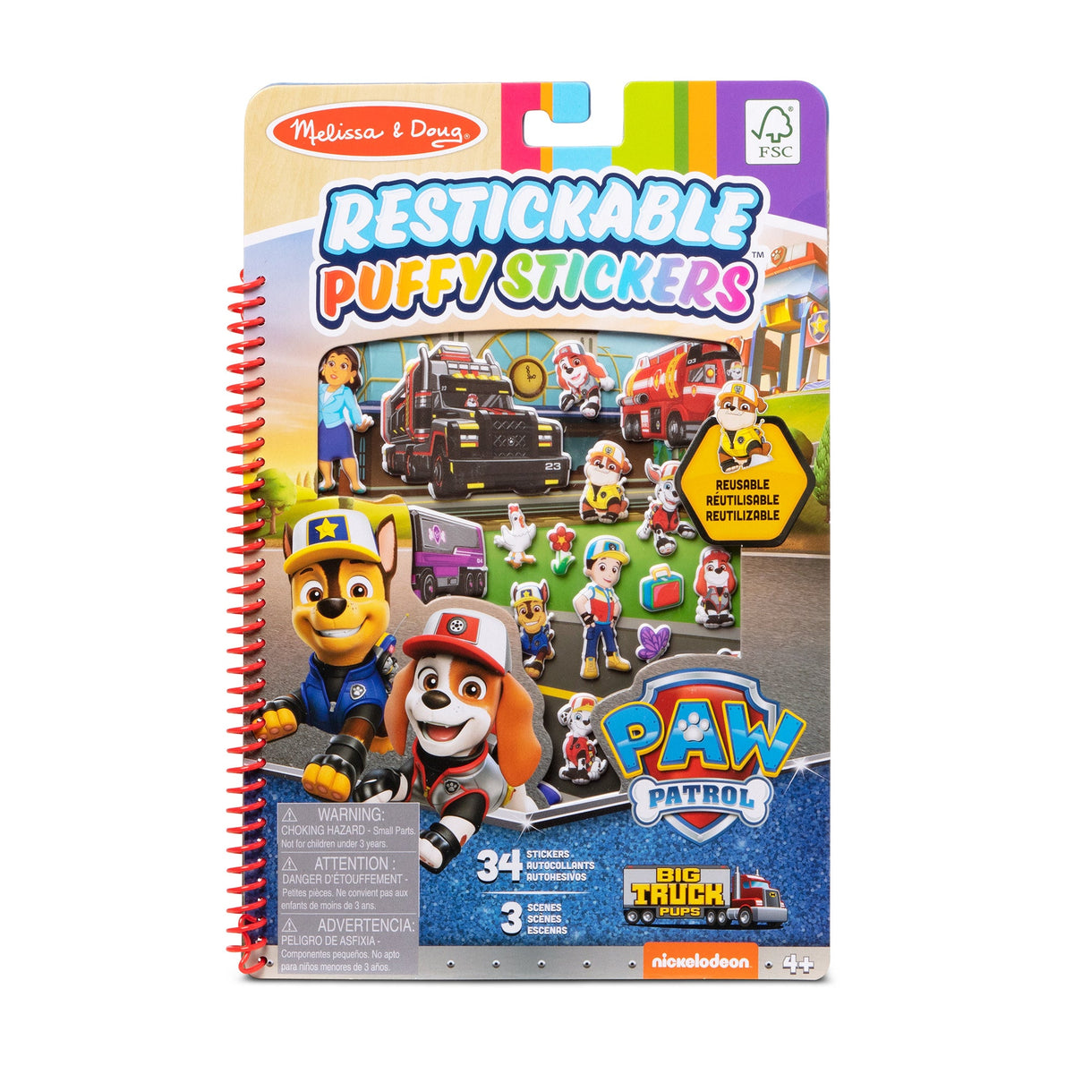 PAW Patrol Restickable Puffy Stickers - Big Truck Pups O7