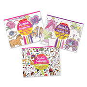 Princess, Fairy, Animals & More Coloring and Sticker Pad Bundle J5