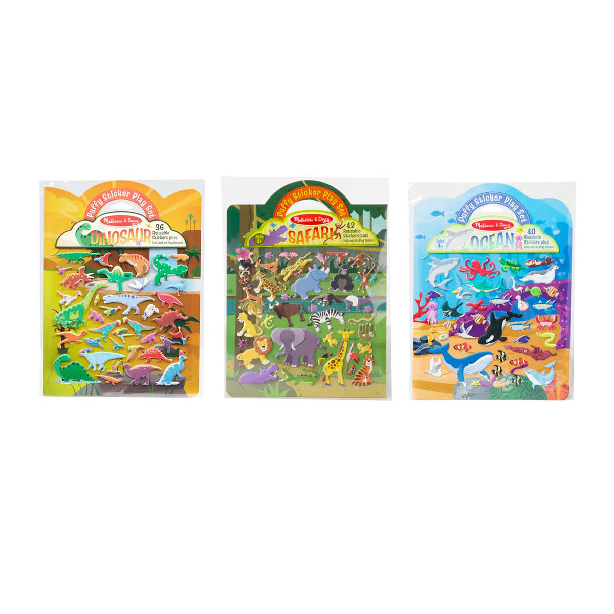 Puffy Sticker Play Set 3-Pack: Safari, Dinosaur, Ocean T6