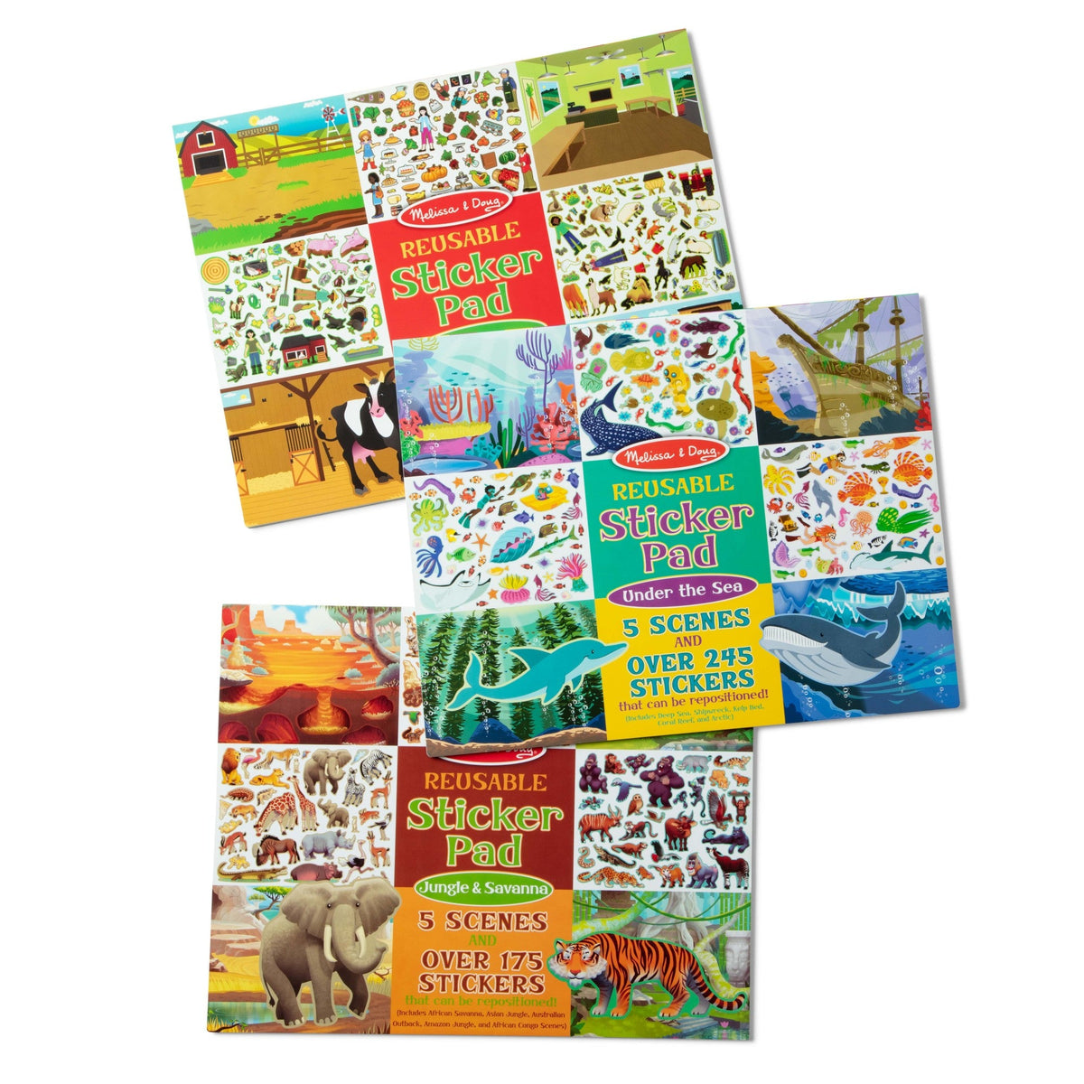 Reusable Sticker Pad 3-Pack: Jungle, Farm, Under the Sea V0