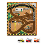 Round the Construction Zone Work Site Rug & Vehicle Set I9