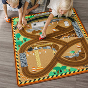 Round the Construction Zone Work Site Rug & Vehicle Set I9