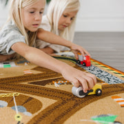 Round the Construction Zone Work Site Rug & Vehicle Set I9