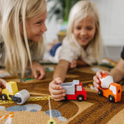 Round the Construction Zone Work Site Rug & Vehicle Set I9
