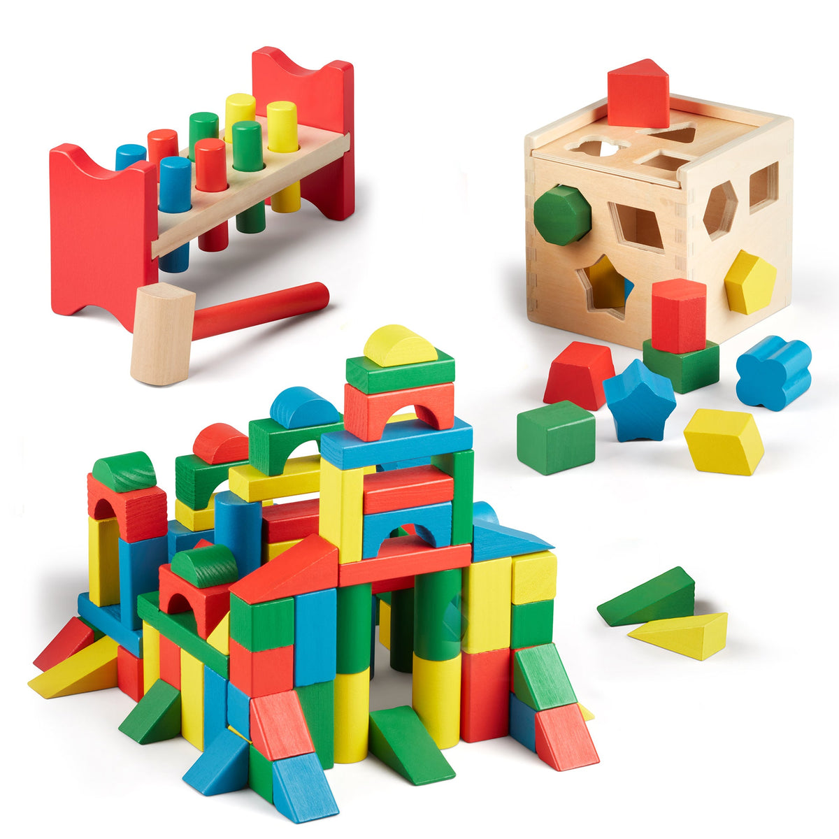 Stack, Sort & Pound Wooden Toy Collection G5
