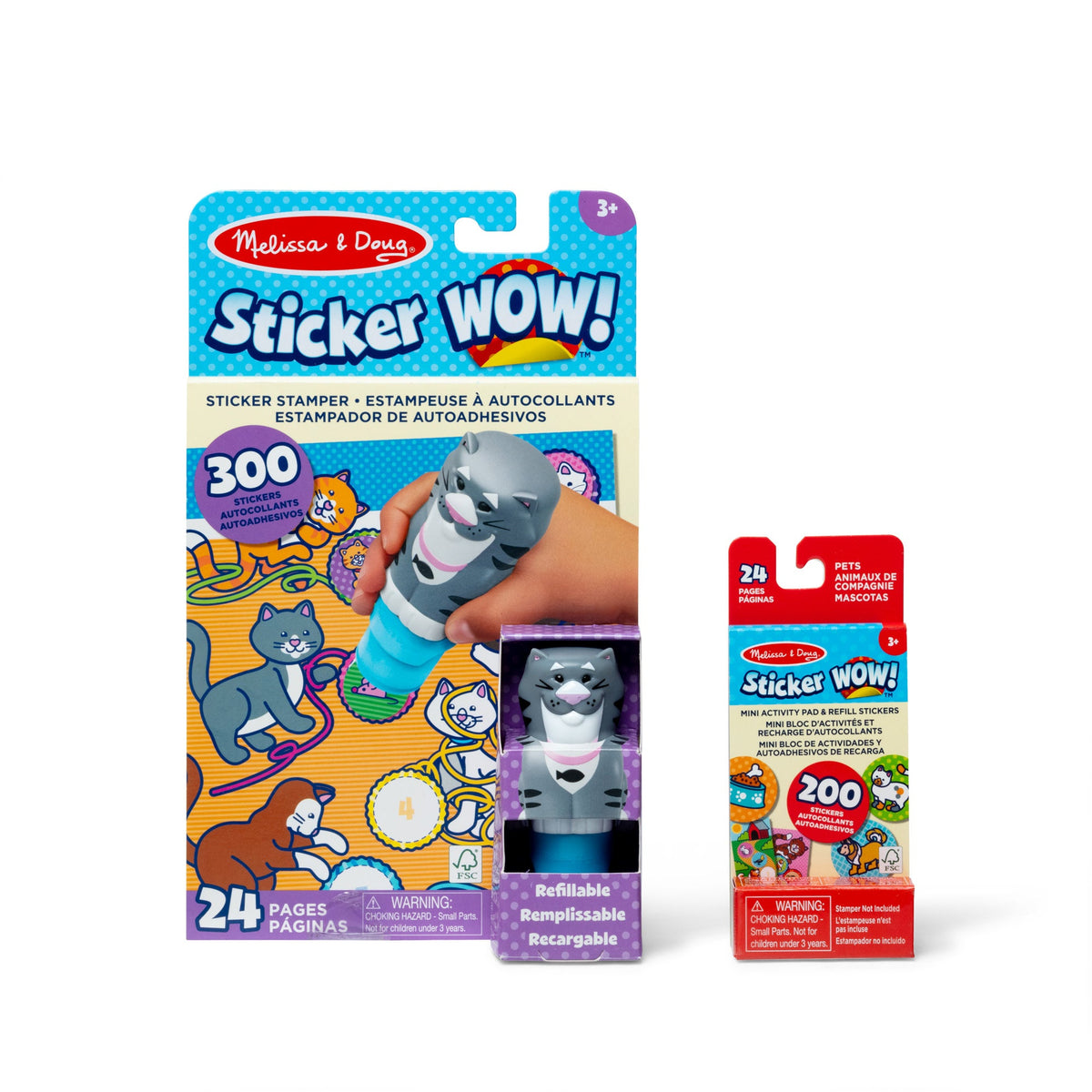 Sticker WOW!™ Cat Bundle: Activity Pad & Sticker Stamper + Mini Activity Pad and 200 Refill Stickers E3