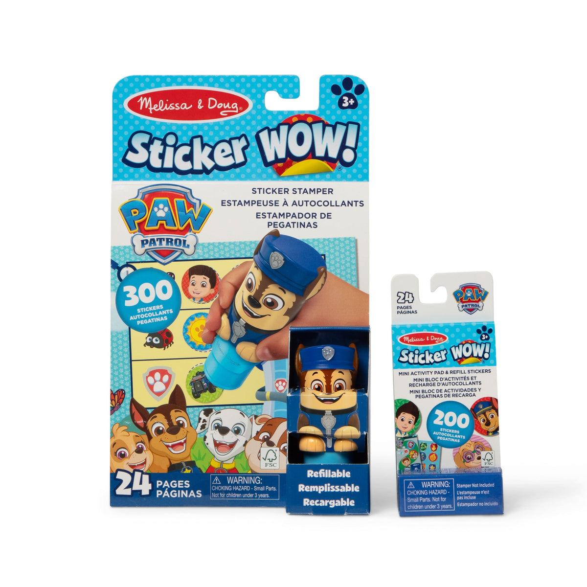 Sticker WOW!™ PAW Patrol Chase Bundle: Activity Pad & Sticker Stamper + Mini Activity Pad and 200 Refill Stickers A1