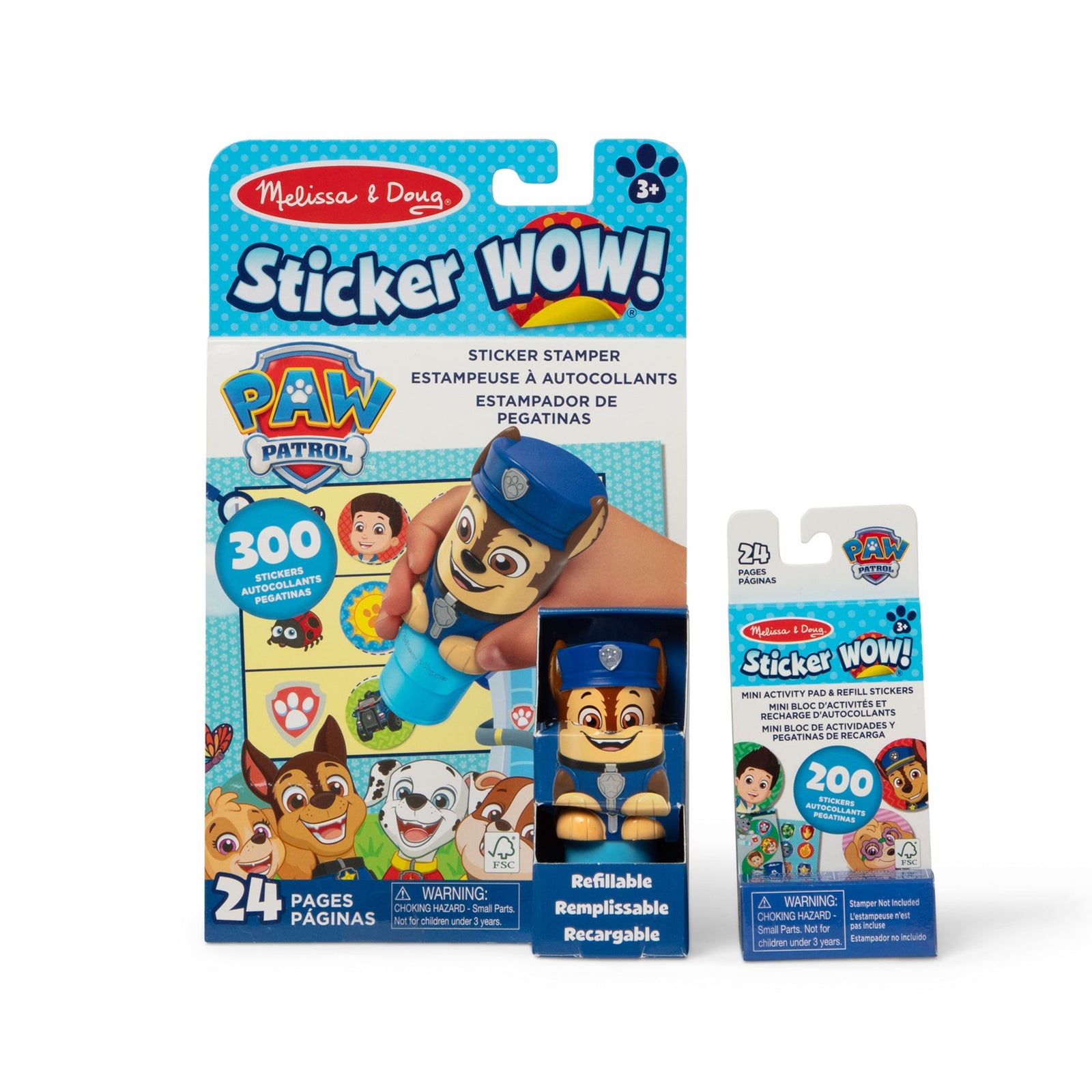 Sticker WOW!™ PAW Patrol Chase Bundle: Activity Pad & Sticker Stamper + Mini Activity Pad and 200 Refill Stickers E8