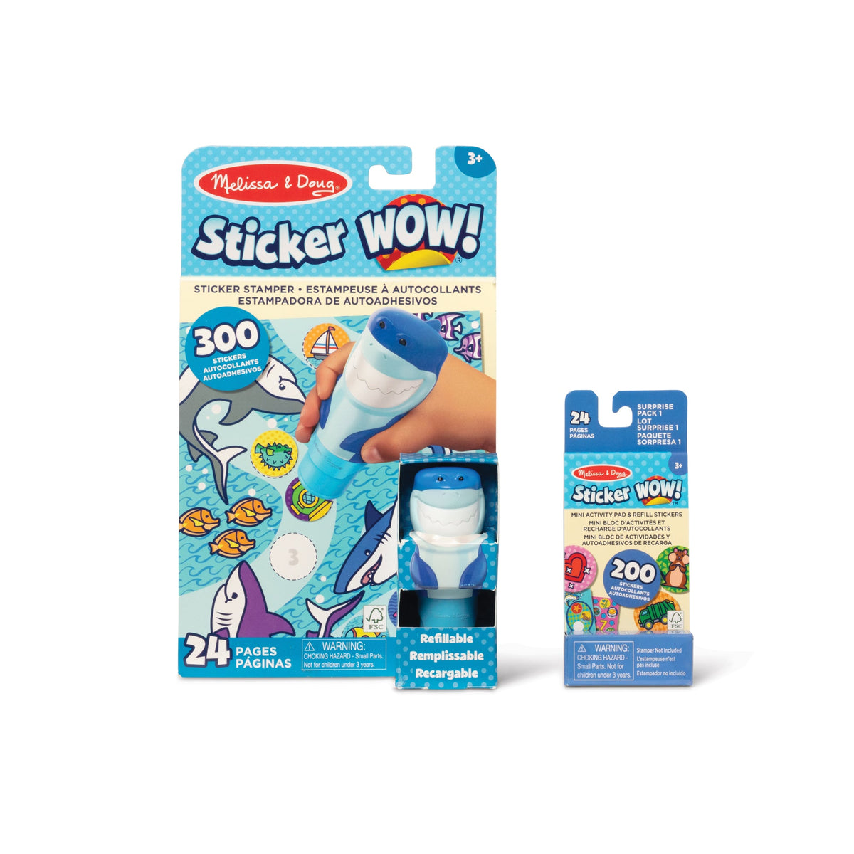 Sticker WOW!™ Shark Bundle: Activity Pad & Sticker Stamper + Mini Activity Pad and 200 Refill Stickers J6