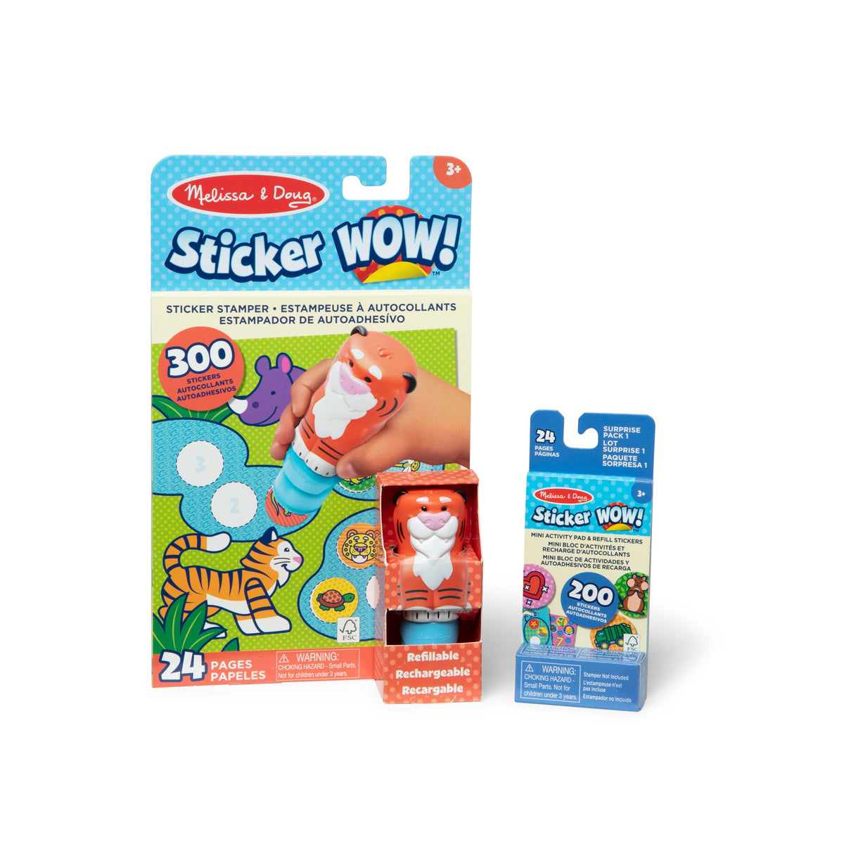 Sticker WOW!™ Tiger Bundle: Activity Pad & Sticker Stamper + Mini Activity Pad and 200 Refill Stickers E2