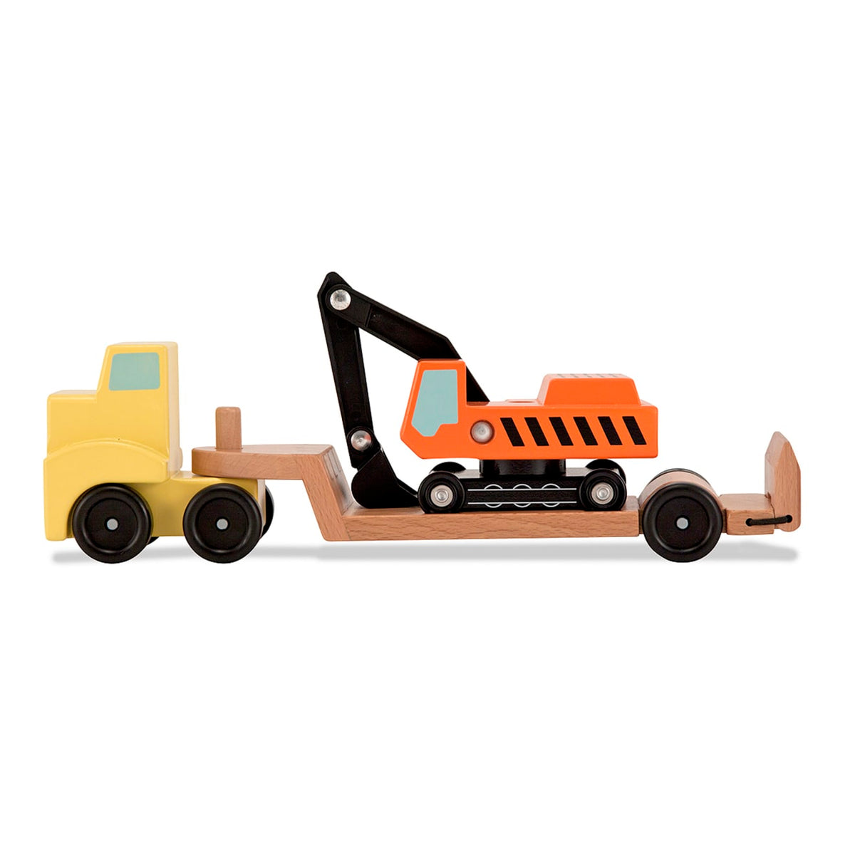 Trailer & Excavator Wooden Vehicles Play Set I3