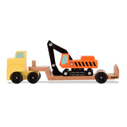 Trailer & Excavator Wooden Vehicles Play Set R7