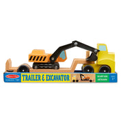 Trailer & Excavator Wooden Vehicles Play Set R7