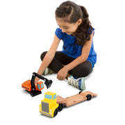 Trailer & Excavator Wooden Vehicles Play Set R7