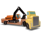 Trailer & Excavator Wooden Vehicles Play Set R7