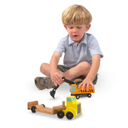 Trailer & Excavator Wooden Vehicles Play Set R7