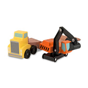 Trailer & Excavator Wooden Vehicles Play Set R7