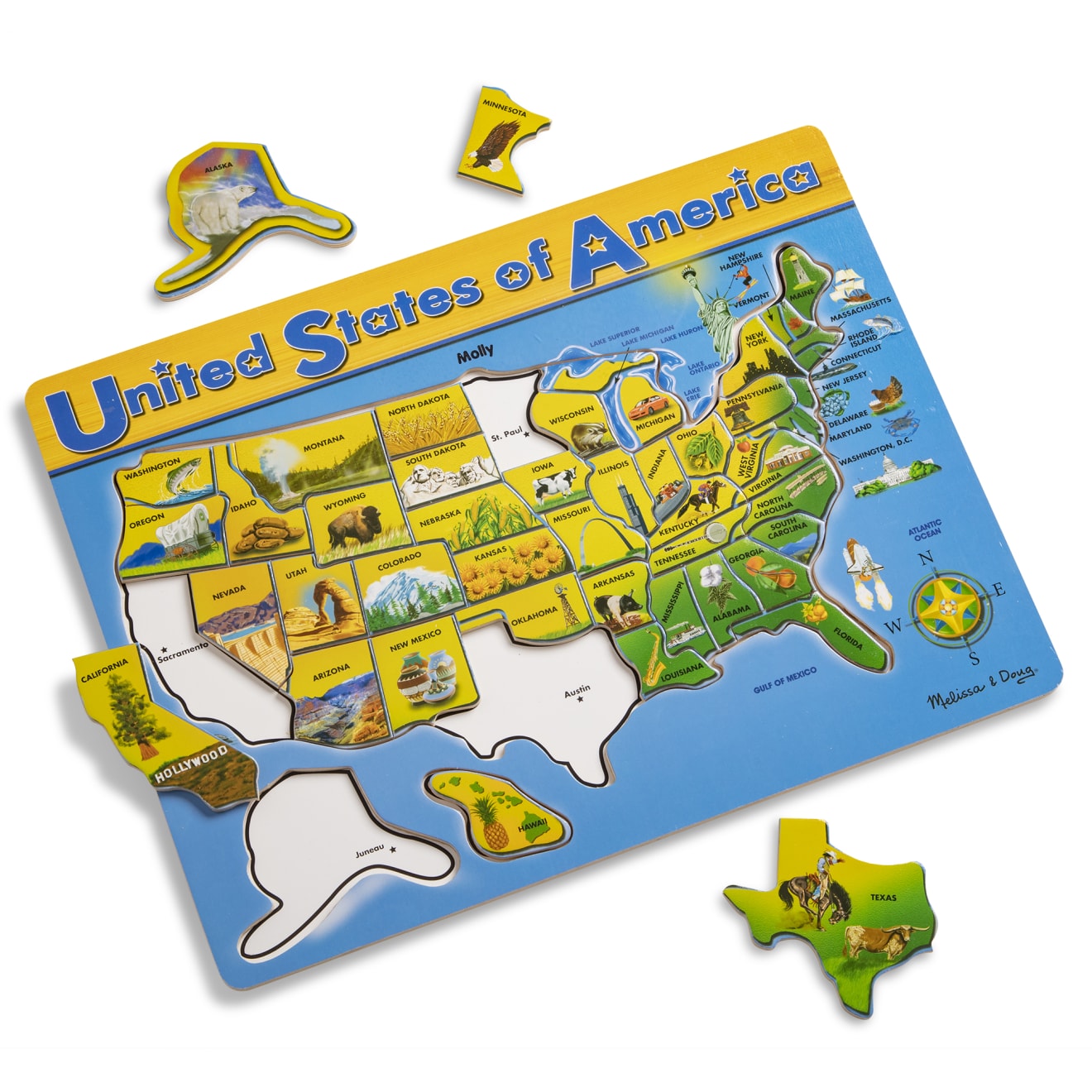 U.S.A. Map Wooden Puzzle C8