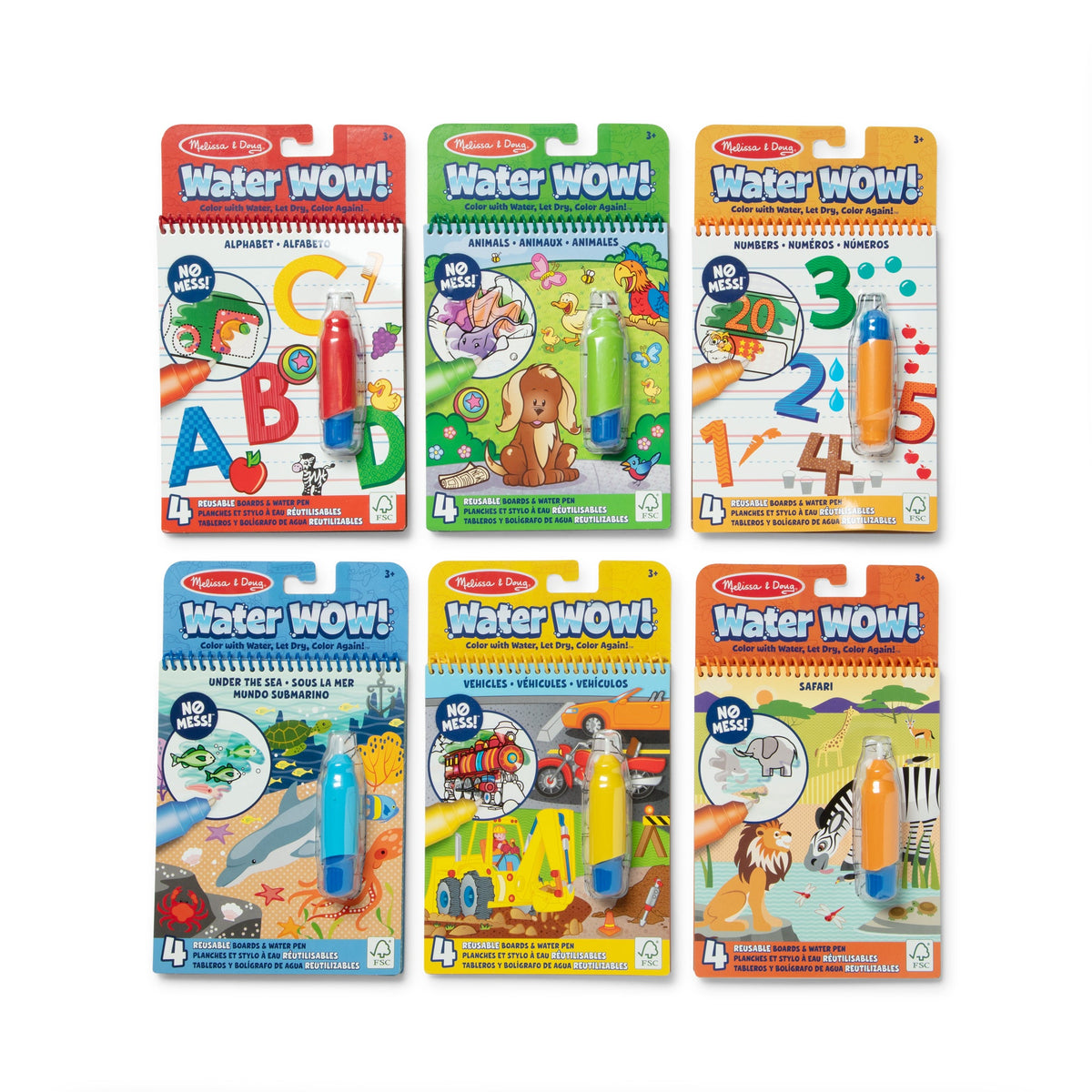 Water WOW! 6-Pack – Animals, Vehicles, Alphabet, Numbers, Safari, Under the Sea O6