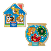 Wooden Jumbo Peg Puzzle 2-Pack: Fish Bowl, House Pets T0