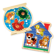 Wooden Jumbo Peg Puzzle 2-Pack: Fish Bowl, House Pets T0