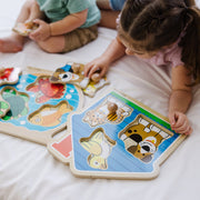 Wooden Jumbo Peg Puzzle 2-Pack: Fish Bowl, House Pets T0
