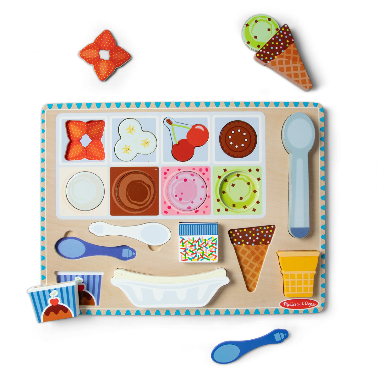 Wooden Magnetic Ice Cream Puzzle & Play Set - 16 Pieces X8