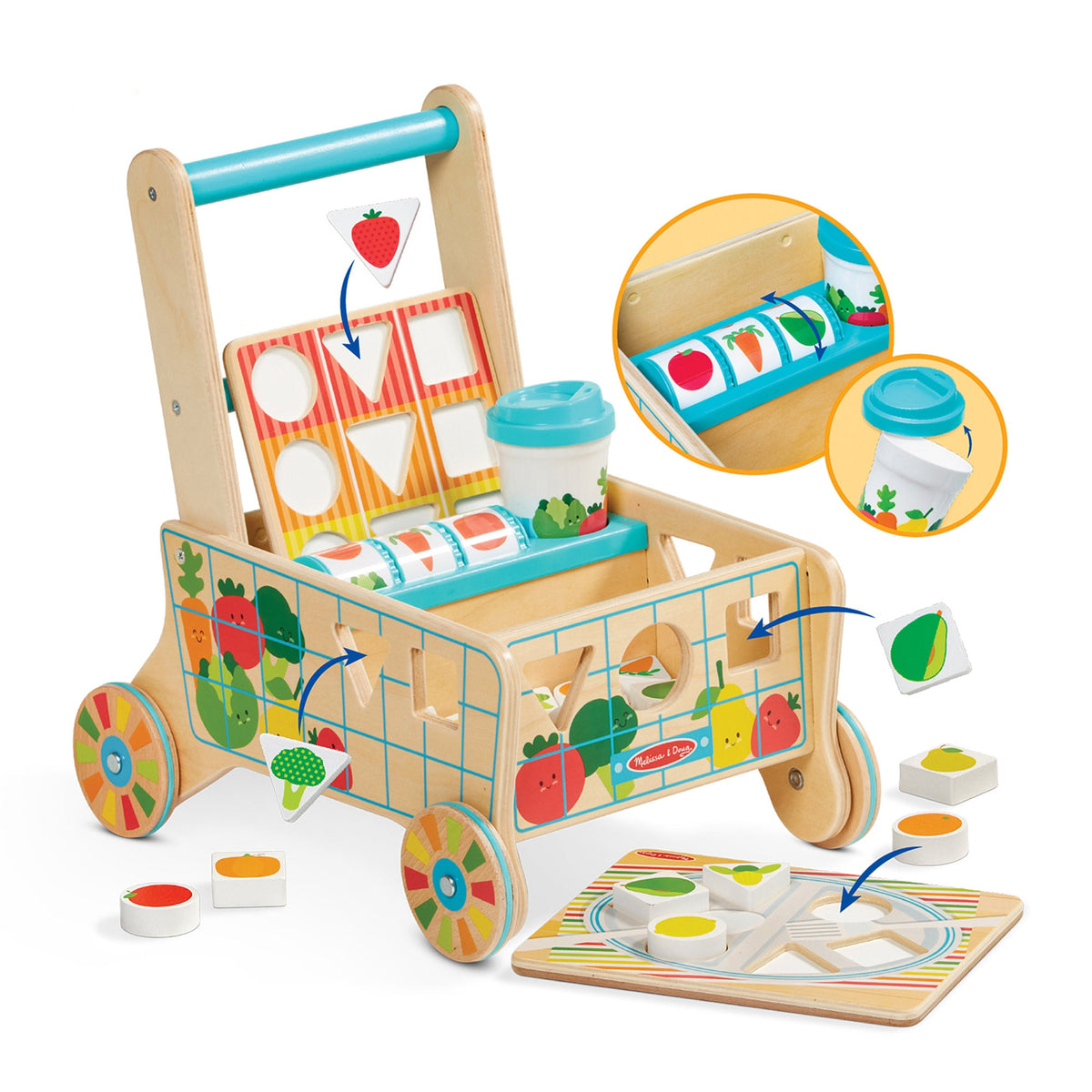 Wooden Shape Sorting Grocery Cart B0
