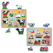 Wooden Sound Puzzle 2-Pack – Farm Animals, Vehicles G3