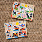 Wooden Sound Puzzle 2-Pack – Farm Animals, Vehicles G3