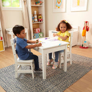 Wooden Table & Chairs - White C1
