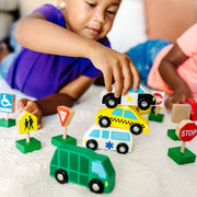 Wooden Vehicles and Traffic Signs G0